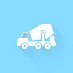 Naklejka premium Concrete mixer truck vector icon.