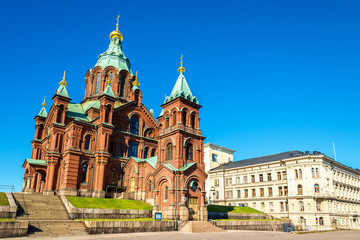 Fototapeta na wymiar Uspenski Cathedral, an Eastern Orthodox cathedral in Helsinki -