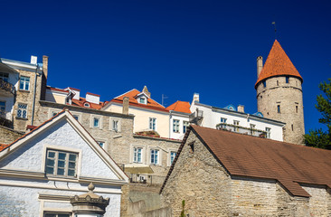 Fototapeta na wymiar Buildings in the historic centre of Tallinn, Estonia