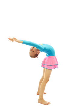 young  girl doing gymnastics exercises