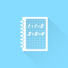 Exercise book vector icon. Mathematics icon.