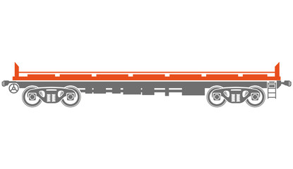 Open platform Railway freight car - Vector