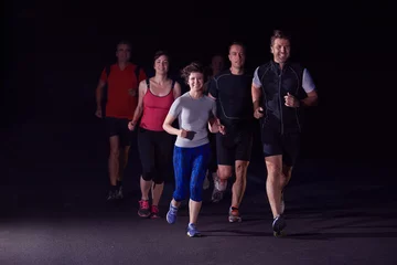Papier Peint photo Lavable Jogging people group jogging at night