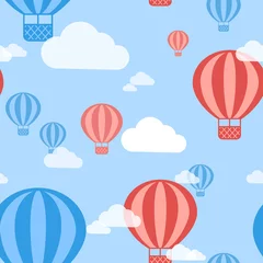 Fotobehang Luchtballon Vector hete luchtballon naadloze patroon achtergrond
