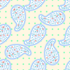 Vector paisley floral seamless pattern.