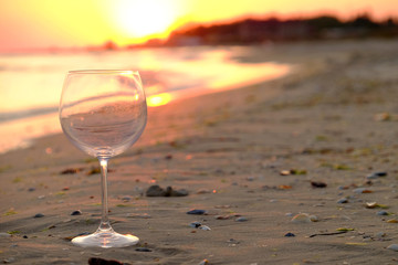 Wineglass on the seashore