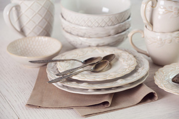 Clean dishes closeup