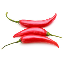 red chili or chilli cayenne pepper isolated on white  background