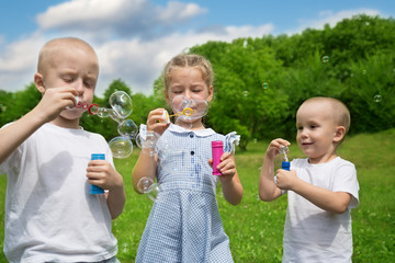 Brothers and sister are inflated bubbles