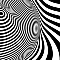 Black and white abstract striped background. Optical Art. 3d vec
