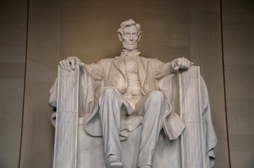 Fototapeta na wymiar The statue of Abraham Lincoln, Lincoln Memorial, Washington DC