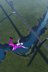 Parachutist in the sky.