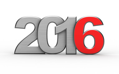 3d new year 2016 isolated over white background