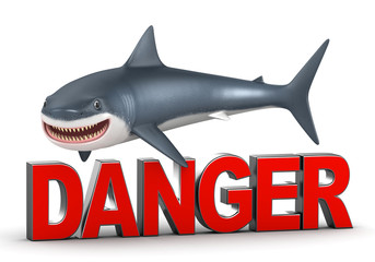 3d shark on a white background