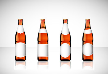 Realistic bottles of beer, ale, cola and other