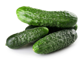 Ripe cucumbers isolated on white