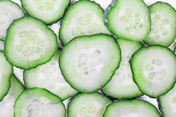 Sliced cucumbers closeup