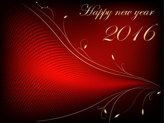 Christmas abstract halftone wave with greeting happy new year with golden ornaments