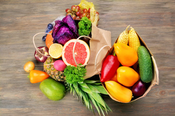 Fruits and vegetables on table