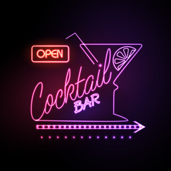 Panele Szklane  Neonowy bar koktajlowy