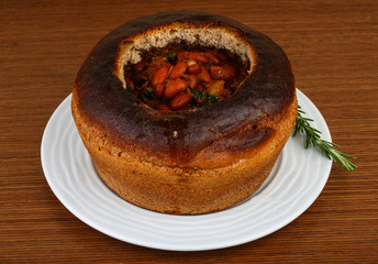 Bean soup in bread