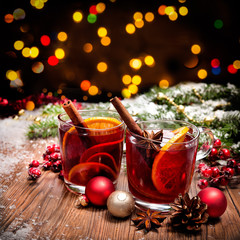 Two glasses of  mulled wine