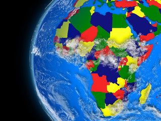 African continent on political globe