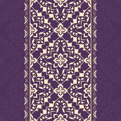 Vintage beige seamless border on violet.