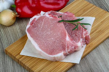 Raw pork steak