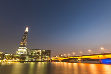 Fototapeta na wymiar London cityscape at night, long exposure.