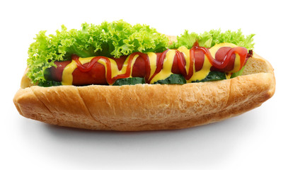 Hot dog isolated on white