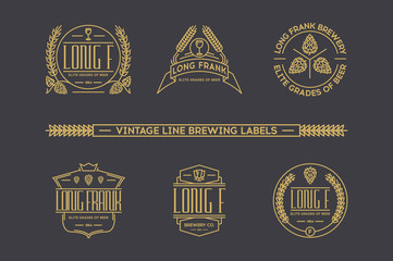 Retro line beer labels. Vector  vintage elements.