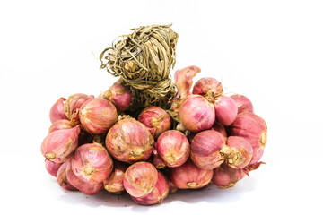 Red onion on white background 