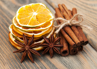 Spices and dried oranges