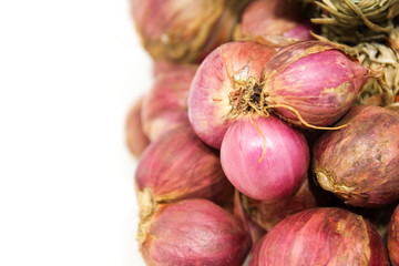 Red onion on white background 