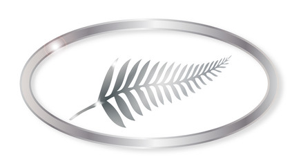 New Zealand Silver Fern Oval Button