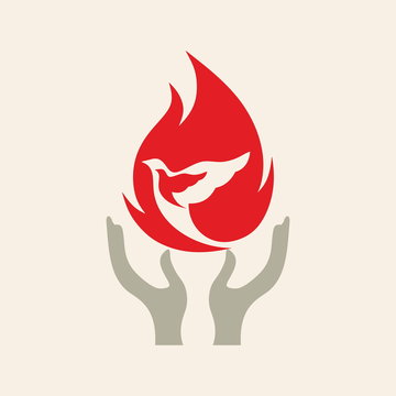 Church logo. Dove in flames
