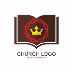 Church logo. Crown of thorns, crown, king, Bible, icon