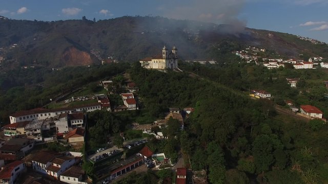 Aerial View of Church Sao Francisco de Paula, Outro Preto, Brazil