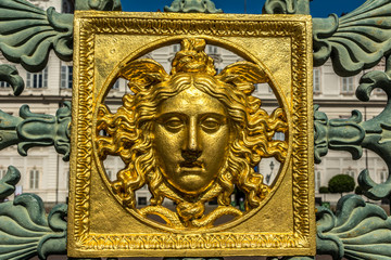 Golden face at Royal Square Torino