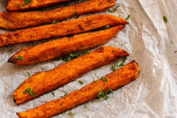 Sweet potato fries, selective focus
