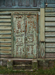 Old  door of anwooden house.