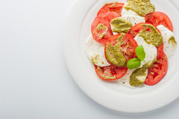Tomato and mozzarella salad top view