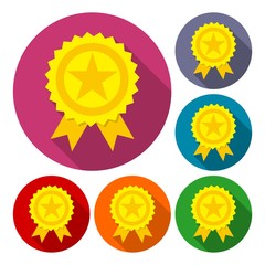 Award icons set with long shadow