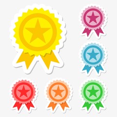 Award icons stickers set
