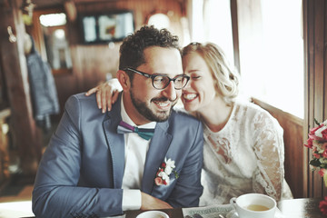 Wedding summer couple together posing.