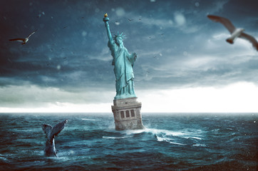 Statue of Liberty sinks in the ocean