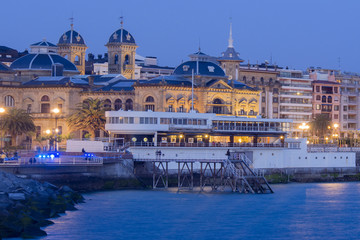Fototapeta premium panoramic view of Donostia - San Sebastian at night