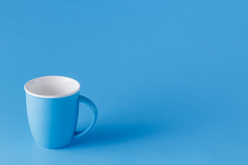blue monochromatic mug with copy space