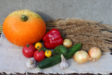 Set of different vegetables. Top view.
